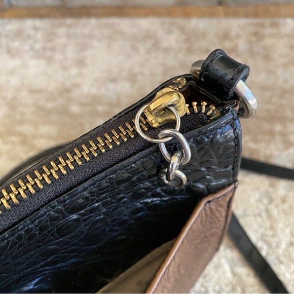 Brahmin Manhattan Croc Embossed Leather Crossbody Purse Handbag Small Brown - Picture 16 of 16